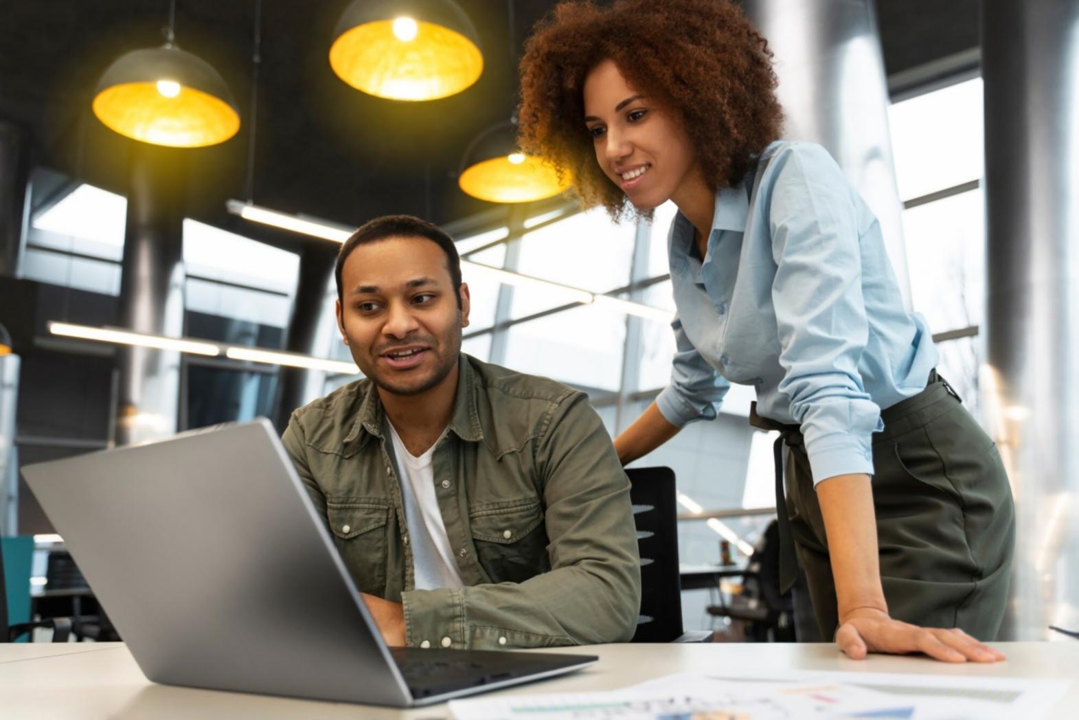 Professional participating in virtual presentation training session